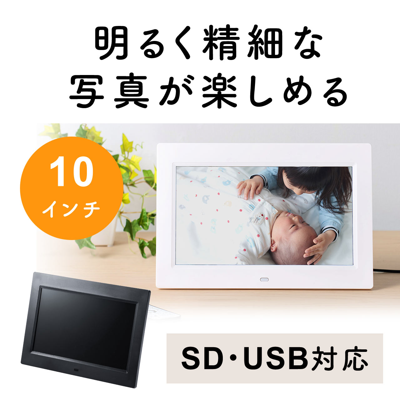 SDカード、USBメモリ内の写真・動画・音楽を再生できるデジタルフォト