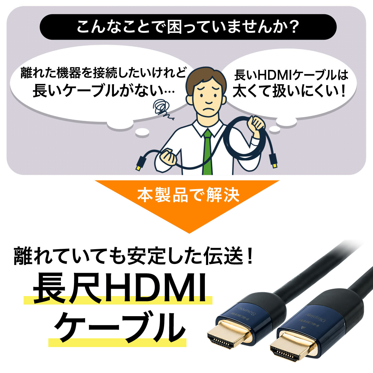 HDMIアクティブケーブル（イコライザ内蔵・フルHD対応・Activeケーブル