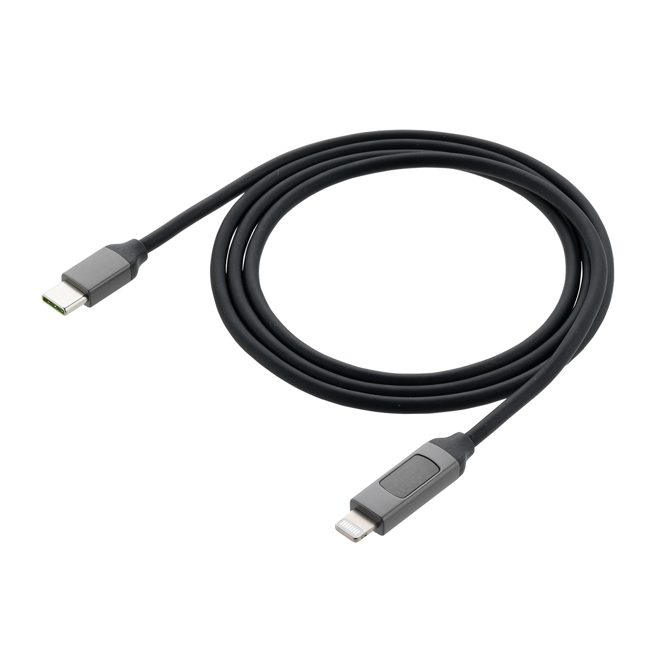 PD電力表示機能付き USB Type-C Lightning ケーブル Apple MFi認証品 PD36W対応 1m やわらかシリコンケーブル  充電 データ転送 iPhone iPad ブラック 500-IPLM032BKの販売商品 | 通販ならサンワダイレクト