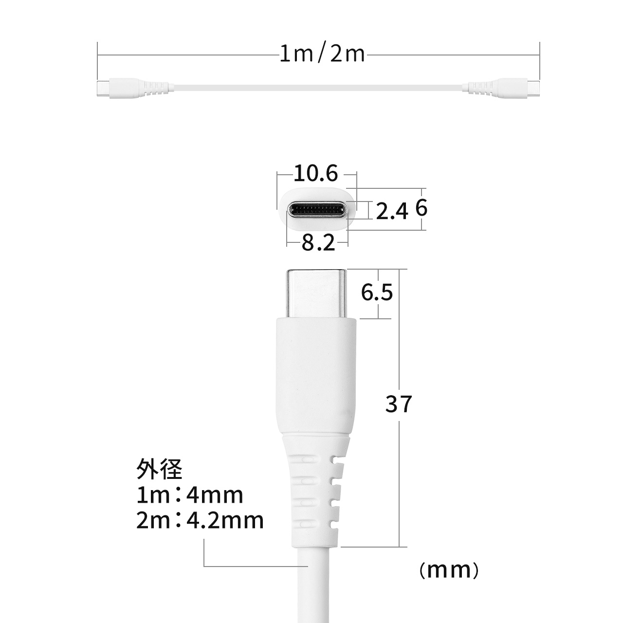 USB PD100Wに対応したType-Cケーブル。やわらかく絡みにくいケーブル