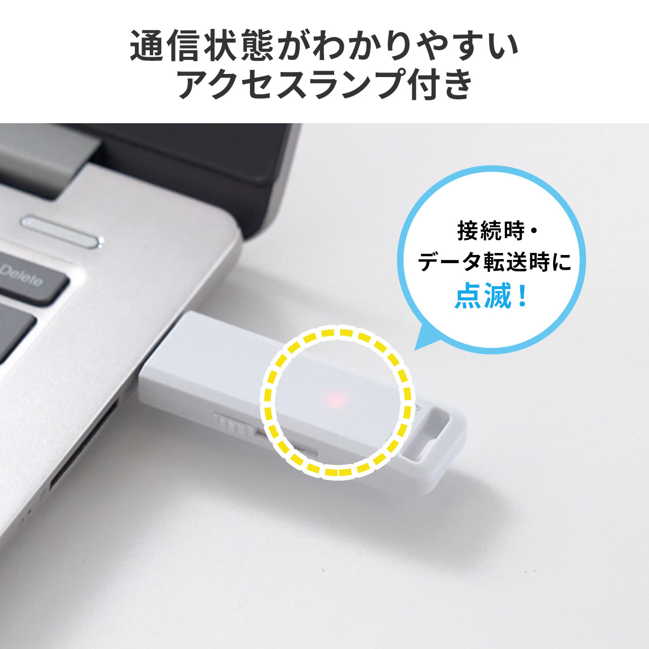 USBメモリ（高速データ転送・スライド式・USB3.2 Gen1・ホワイト