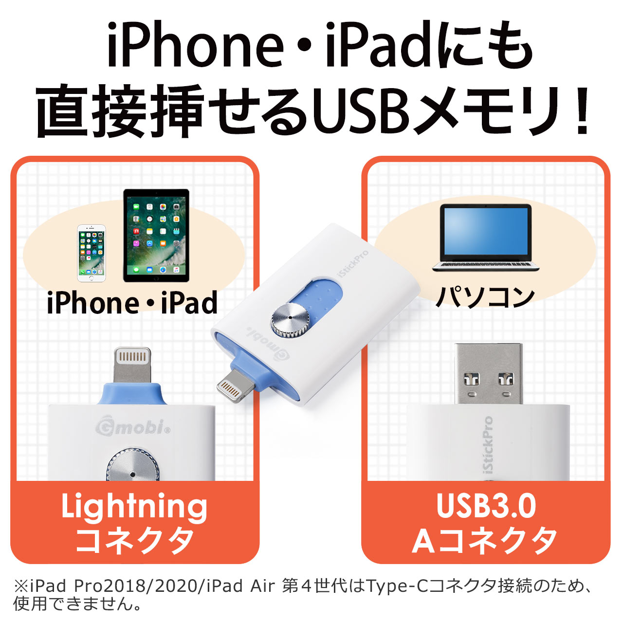 iPhone・iPad USBメモリ（USB3.0・Lightning対応・MFi認証・iStickPro