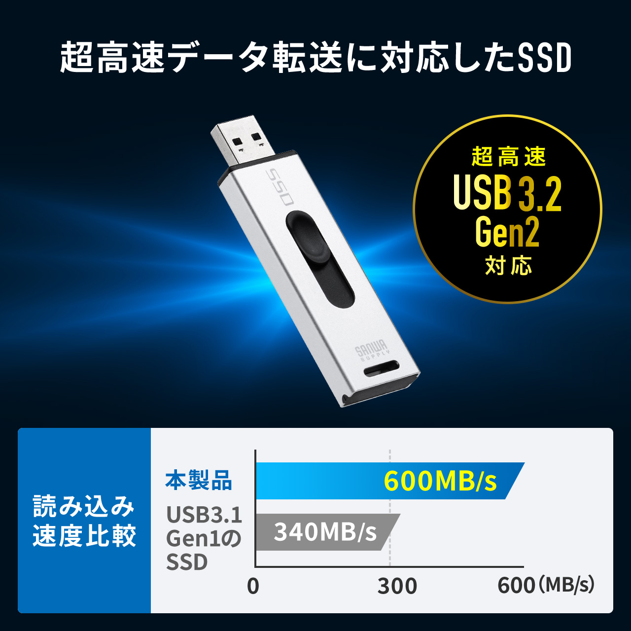 ポータブルSSD 外付け USB3.2 Gen2 小型 テレビ録画 ゲーム機 PS5/PS4